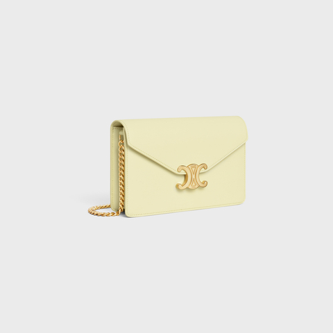 WALLET ON CHAIN MARGO IN SHINY CALFSKIN LIGHT YELLOW - Image 2